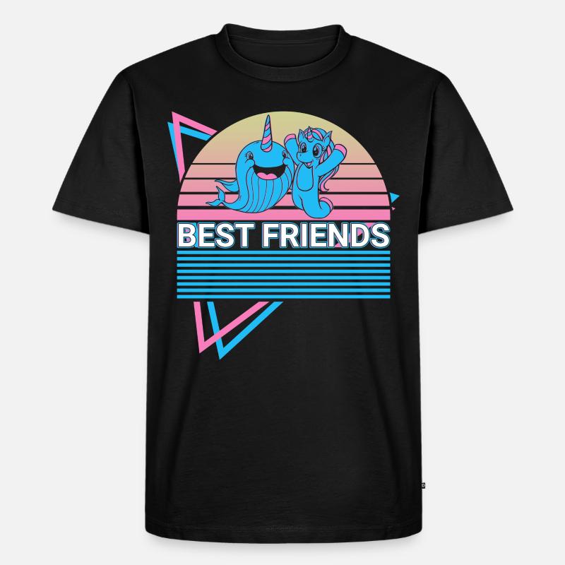 Narwal Retro - Männer Premium Bio T-Shirt - Schwarz