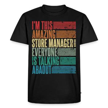 Vintage Store Manager Store Manager Gift Retro - Men's Premium Organic T-Shirt - black - Front - Nico (187cm)