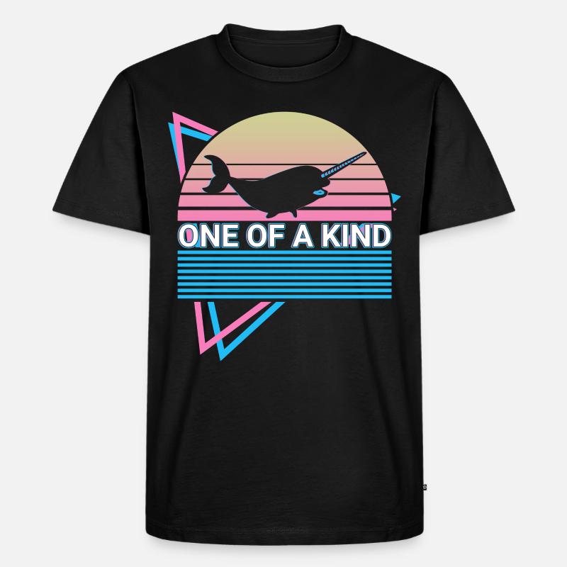 Narwal Retro - Männer Premium Bio T-Shirt - Schwarz