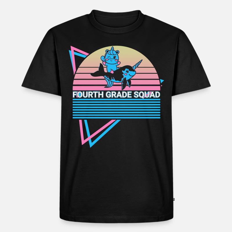 Narwal Retro - Männer Premium Bio T-Shirt - Schwarz