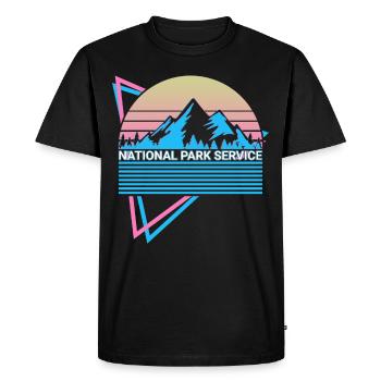 Parc national Rétro - T-shirt Premium bio Homme - noir - Devant - Nico (187cm)