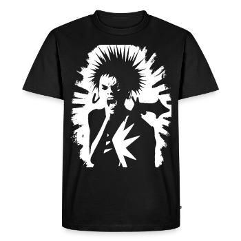 Screaming Punkrocker avec Mohican Anarchy Punk - T-shirt Premium bio Homme - noir - Devant - Nico (187cm)