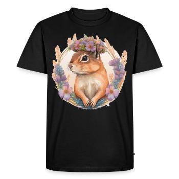 Watercolor Chipmunk Flower Crown Hawaiian Boho Aes - Men's Premium Organic T-Shirt - black - Front - Nico (187cm)