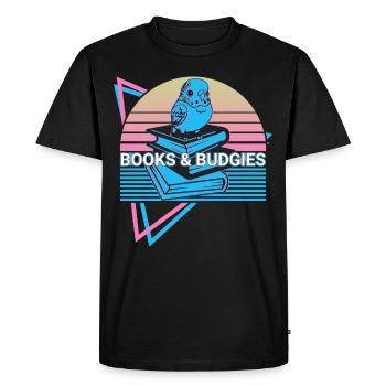 Budgie Parakeet Retro - Men's Premium Organic T-Shirt - black - Front - Nico (187cm)