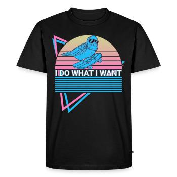 Perruche Perruche Rétro - T-shirt Premium bio Homme - noir - Devant - Nico (187cm)