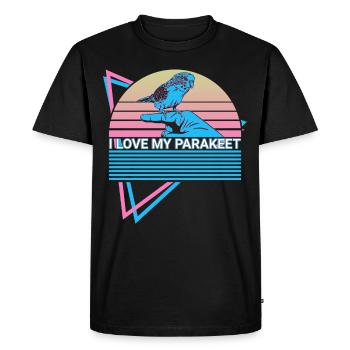 Budgie Parakeet Retro - Men's Premium Organic T-Shirt - black - Front - Nico (187cm)