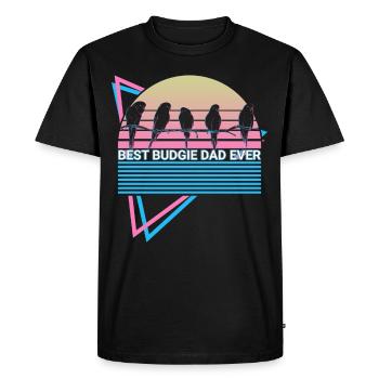 Budgie Parakeet Retro - Men's Premium Organic T-Shirt - black - Front - Nico (187cm)