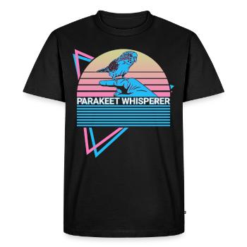 Budgie Parakeet Retro - Men's Premium Organic T-Shirt - black - Front - Nico (187cm)