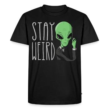 Stay weird alien alien - Men's Premium Organic T-Shirt - black - Front - Nico (187cm)