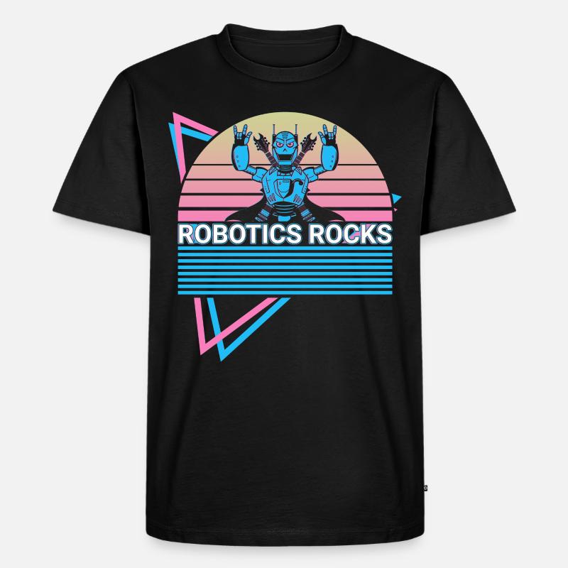 Retro-Roboter - Männer Premium Bio T-Shirt - Schwarz
