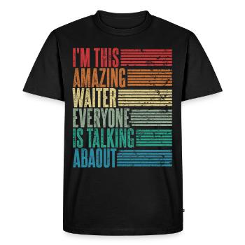 Restaurant Vintage Serveur Professionnel Cadeau Rétro - T-shirt Premium bio Homme - noir - Devant - Nico (187cm)