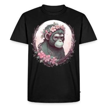 Fleur de singe mignonne Couronne Singes Amoureux - T-shirt Premium bio Homme - noir - Devant - Nico (187cm)