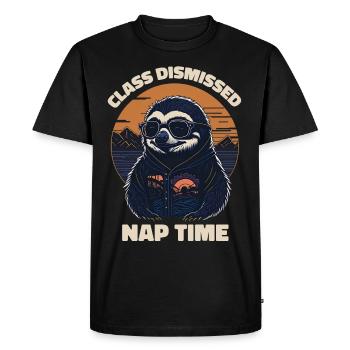 Sloth Retro Teacher Class Dismissed Nap - Men's Premium Organic T-Shirt - black - Front - Nico (187cm)