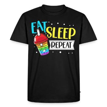 Food Sleep Boba Tea Repeat Bubble Tea - Men's Premium Organic T-Shirt - black - Front - Nico (187cm)
