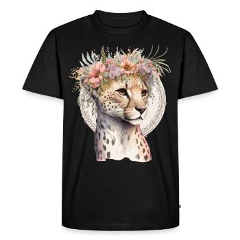 Mignon Cheetah Flower Crown Boho Esthétique - T-shirt Premium bio Homme - noir - Devant - Nico (187cm)