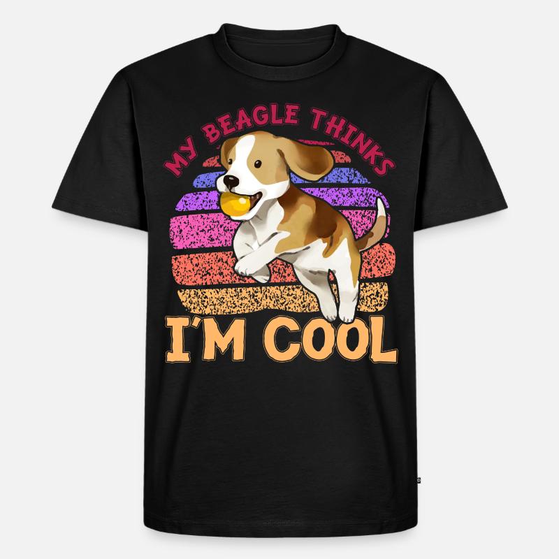 My Beagle thinks I'm cool - Männer Premium Bio T-Shirt - Schwarz