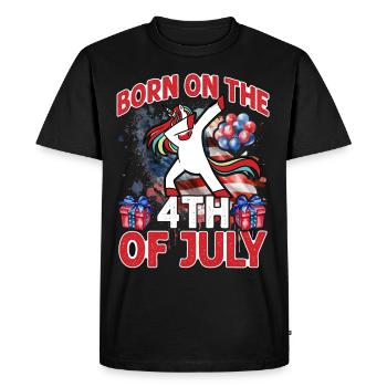 Né le 4 juillet - T-shirt Premium bio Homme - noir - Devant - Nico (187cm)