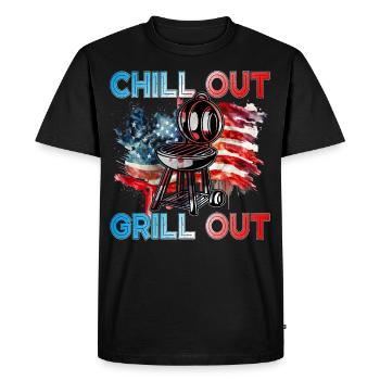 Chill out Grill out - T-shirt Premium bio Homme - noir - Devant - Nico (187cm)