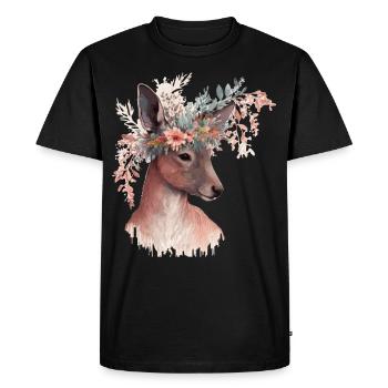 Cute Kangaroo Flower Crown Floral Kangaroo Lover - Men's Premium Organic T-Shirt - black - Front - Nico (187cm)