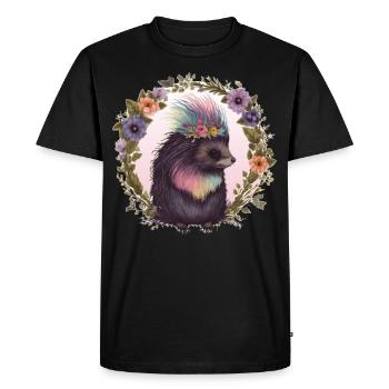 Watercolor Porcupine Flower Crown Floral Animal Lo - Men's Premium Organic T-Shirt - black - Front - Nico (187cm)