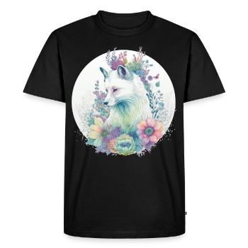 Fleur de renard arctique mignonne Animaux de la couronne amoureux - T-shirt Premium bio Homme - noir - Devant - Nico (187cm)