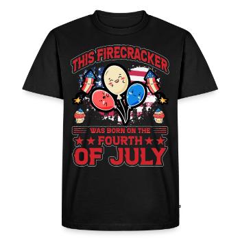 This Firecracker was born on the fourth of July - Men's Premium Organic T-Shirt - black - Front - Nico (187cm)