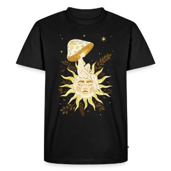 Whimsigoth Cottagecore Mushroom Girl Sun Witchy - Men's Premium Organic T-Shirt - black - Front - Nico (187cm)