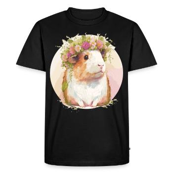 Mignon Cochon d’Inde Fleur Couronne Floral Pet Rongeur Lov - T-shirt Premium bio Homme - noir - Devant - Nico (187cm)