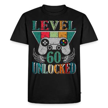 60e anniversaire 60 ans de niveau de joueur terminé - T-shirt Premium bio Homme - noir - Devant - Nico (187cm)
