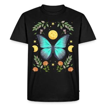 Cottagecore monarque papillon fleurs lune - T-shirt Premium bio Homme - noir - Devant - Nico (187cm)