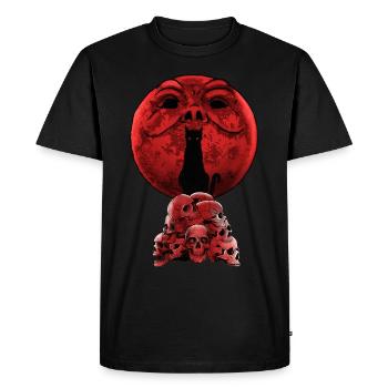 Whimsigoth Red Halloween Cat Crâne Pleine Lune - T-shirt Premium bio Homme - noir - Devant - Nico (187cm)