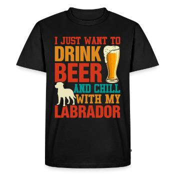 JE VEUX JUSTE BOIRE DE LA BIÈRE ET TRAÎNER AVEC MON LABRADOR - T-shirt Premium bio Homme - noir - Devant - Nico (187cm)