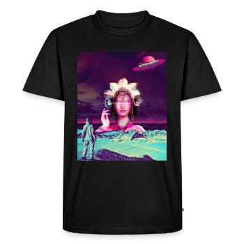 Space Godness in Retrowave - Men's Premium Organic T-Shirt - black - Front - Nico (187cm)
