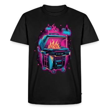Vaporwave Grill Synthwave Grilling Cadeau Rétro - T-shirt Premium bio Homme - noir - Devant - Nico (187cm)