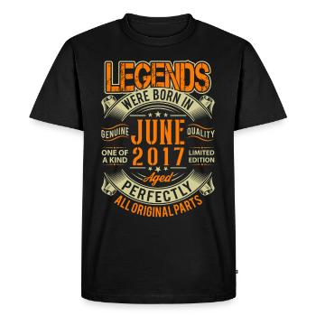 Légende de l’anniversaire de juin 2017 - T-shirt Premium bio Homme - noir - Devant - Nico (187cm)