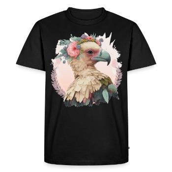 Mignon Vautour Oiseau Fleur Couronne Floral Oiseaux Sauvages - T-shirt Premium bio Homme - noir - Devant - Nico (187cm)