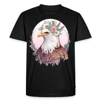 Oiseaux De Proie Fleur Pygargue à Tête Blanche Couronne Floral Birdi - T-shirt Premium bio Homme - noir - Devant - Nico (187cm)
