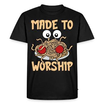 Flying Spaghetti Monster FSM Pastafarian - Men's Premium Organic T-Shirt - black - Front - Nico (187cm)