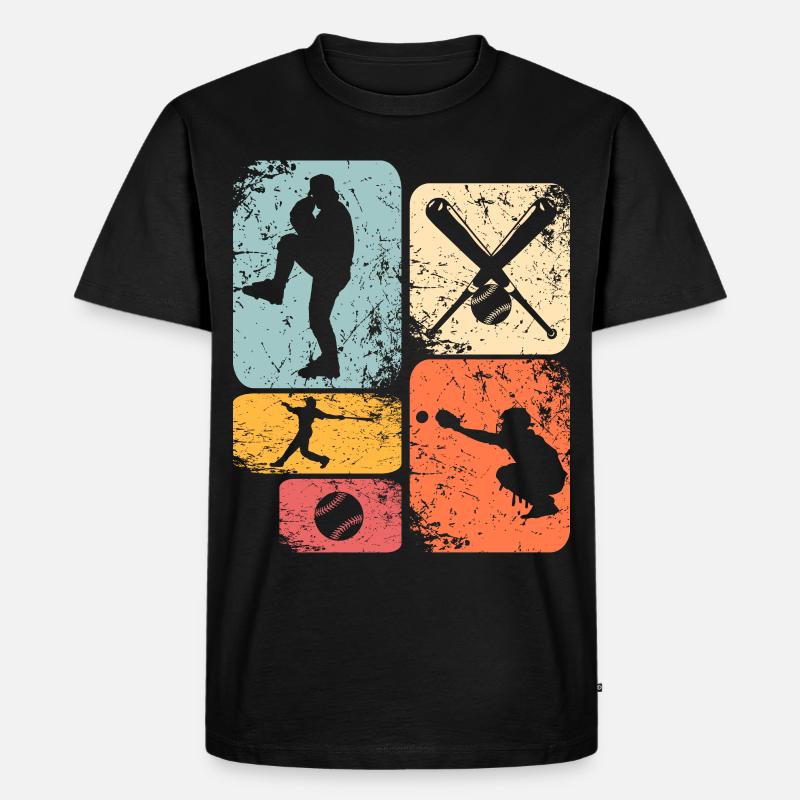 Baseball - Männer Premium Bio T-Shirt - Schwarz