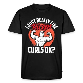 J’aime vraiment les muscles des biceps - T-shirt Premium bio Homme - noir - Devant - Nico (187cm)