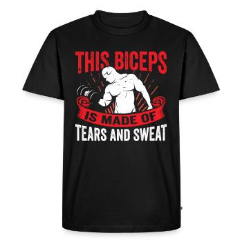 Ce biceps est fait de larmes et de sueur - T-shirt Premium bio Homme - noir - Devant - Nico (187cm)