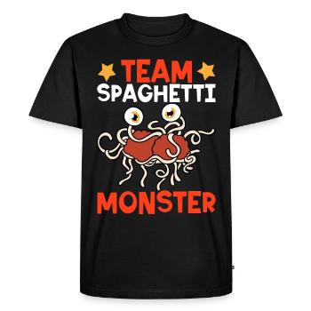 Flying Spaghetti Monster Pastafarian - Men's Premium Organic T-Shirt - black - Front - Nico (187cm)