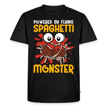 FSM Pastafarian - Men's Premium Organic T-Shirt - black - Front - Nico (187cm)