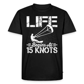The life of a kiteboarder starts at 15 - Men's Premium Organic T-Shirt - black - Front - Nico (187cm)
