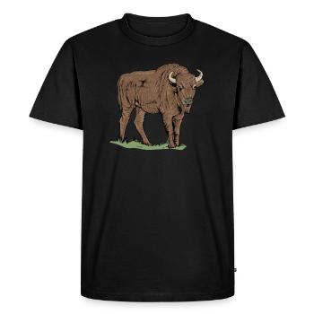 Bison I Bison Motif de bovins sauvages avec buffle et veau - T-shirt Premium bio Homme - noir - Devant - Nico (187cm)
