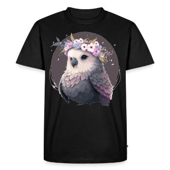 Mignon Gris Perruche Perruche Oiseau Fleur Couronne Pet Bi - T-shirt Premium bio Homme - noir - Devant - Nico (187cm)