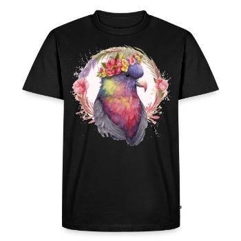 Artistic Lorykeet Parrot Red Lory Bird Flower Crow - Men's Premium Organic T-Shirt - black - Front - Nico (187cm)