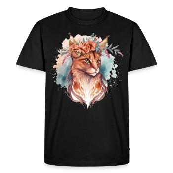 Cute Somali Cat Flower Crown Cats Pet Kitten - Men's Premium Organic T-Shirt - black - Front - Nico (187cm)