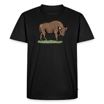 Bison I Bison Motif de bovins sauvages avec buffle et veau - T-shirt Premium bio Homme - noir - Devant - Nico (187cm)