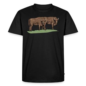 Bison I Bison Motif de bovins sauvages avec buffle et veau - T-shirt Premium bio Homme - noir - Devant - Nico (187cm)